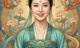 中式服装女性照片生成东方壁画风艺术头像效果