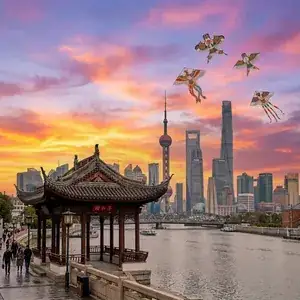 现代中国风建筑天空局部重绘效果