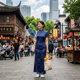 现代中国风服饰模特换装效果