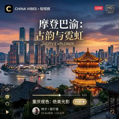 风景素材生成短视频内容平台竖版封面效果