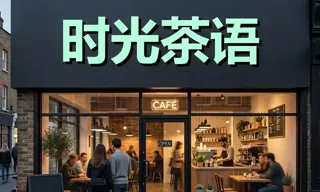 咖啡店门头中文招牌保留材质透视无痕改字效果