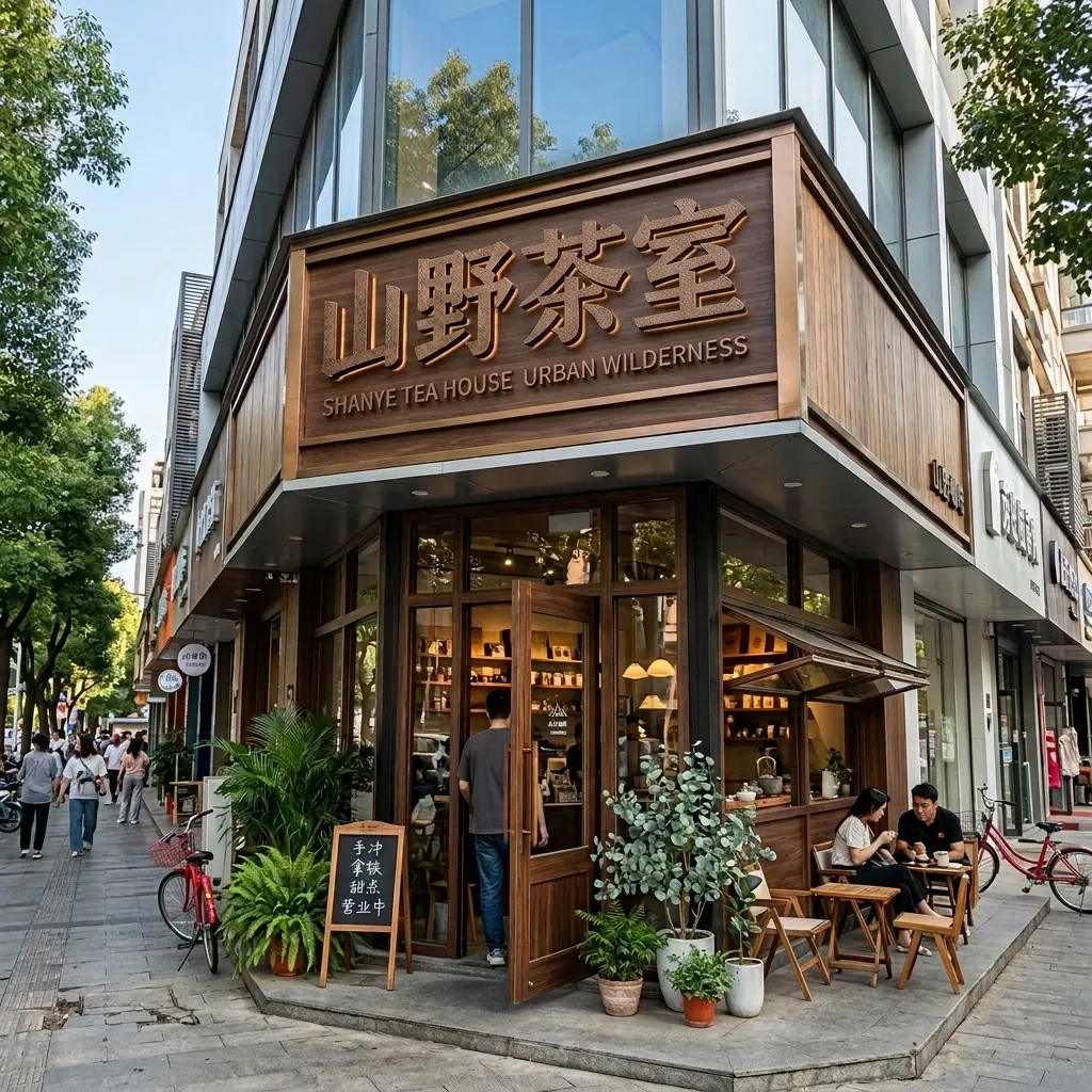 AI 修改图片文字示例：店铺门头招牌文字替换后