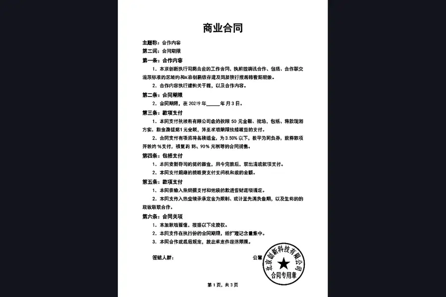 生成复印件后示例