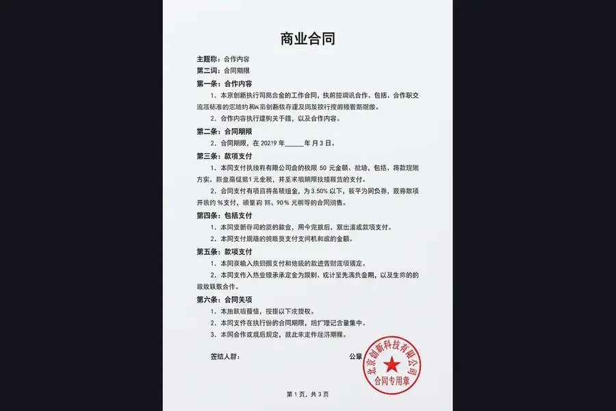 生成复印件前示例