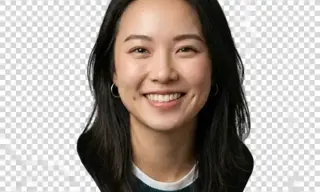 女性证件照头部发丝抠图效果