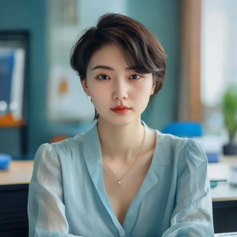 职场女性生活照生成白底证件照效果