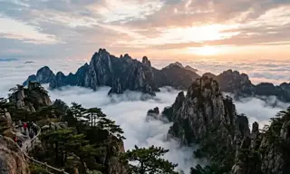 黄山风景照片日期文字消除效果