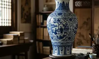 青花瓷花瓶图片大字消除效果
